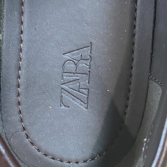 Zara Man Brown Leather Tassel Loafers Lug Sole Dress Shoes US 8 (Zara EU 41) - Picture 6 of 9